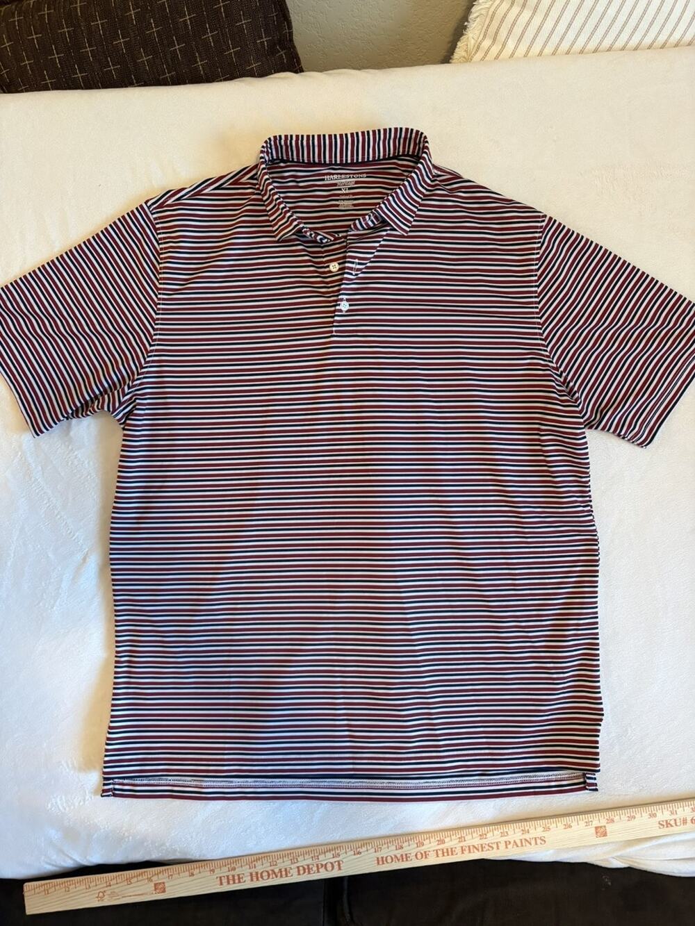 Harlestons Heritage Men’s XL Red/White/Blue Striped Short Sleeve Polo Tailored